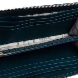 Montblanc Ombre Teal Blue Leather Meisterstuck Zip Around Wallet