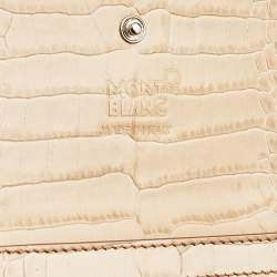 Montblanc Beige Croc Embossed Leather Compact Wallet