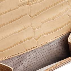 Montblanc Beige Croc Embossed Leather Compact Wallet