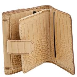 Montblanc Beige Croc Embossed Leather Compact Wallet