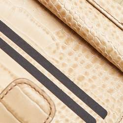 Montblanc Beige Croc Embossed Leather Compact Wallet