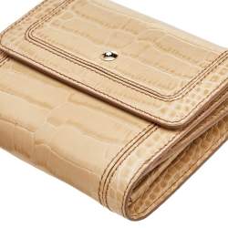 Montblanc Beige Croc Embossed Leather Compact Wallet