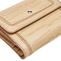 Montblanc Beige Croc Embossed Leather Compact Wallet