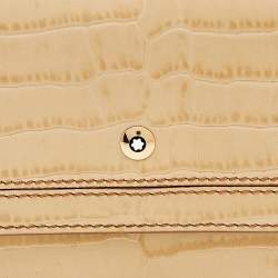 Montblanc Beige Croc Embossed Leather Compact Wallet