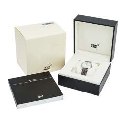 Pre Owned Montblanc Mother Of Pearl Stainless Steel Leather Star Classique 108766 Women's Wristwatch 34 mm