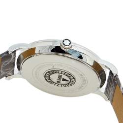 Pre Owned Montblanc Mother Of Pearl Stainless Steel Leather Star Classique 108766 Women's Wristwatch 34 mm