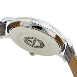 Pre Owned Montblanc Mother Of Pearl Stainless Steel Leather Star Classique 108766 Women's Wristwatch 34 mm