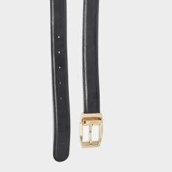 Montblanc Black/Brown Leather Buckle Cut to Size Belt 