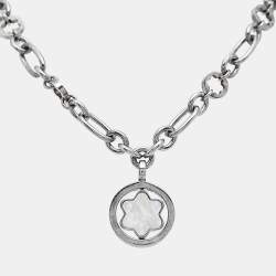 Montblanc Star Signet Mother Of Pearl Sterling Silver Pendant Necklace
