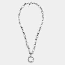 Montblanc Star Signet Mother Of Pearl Sterling Silver Pendant Necklace