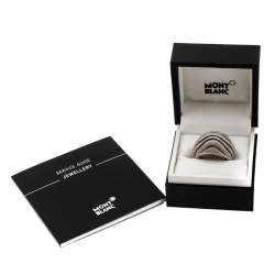 Montblanc Dome Waved Textured Silver Cocktail Ring Size 56