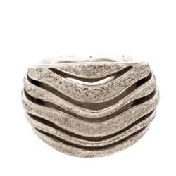 Montblanc Dome Waved Textured Silver Cocktail Ring Size 56