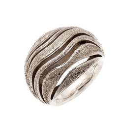 Montblanc Dome Waved Textured Silver Cocktail Ring Size 56