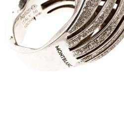 Montblanc Dome Waved Textured Silver Cocktail Ring Size 56