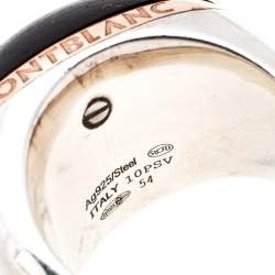 Pre Owned Montblanc Wood Cabochon Silver Cocktail Ring Size 54