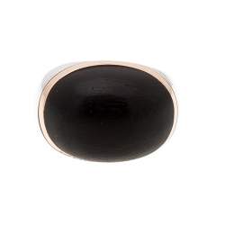 Pre Owned Montblanc Wood Cabochon Silver Cocktail Ring Size 54