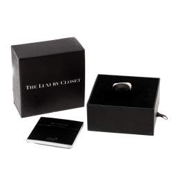 Pre Owned Montblanc Wood Cabochon Silver Cocktail Ring Size 54