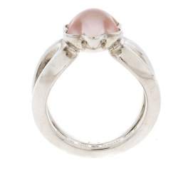 Pre Owned Montblanc Cabochon de Montblanc Rose Quartz Silver Ring Size 52