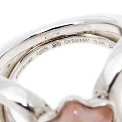 Pre Owned Montblanc Cabochon de Montblanc Rose Quartz Silver Ring Size 52