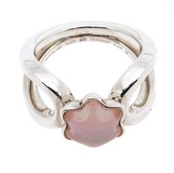 Pre Owned Montblanc Cabochon de Montblanc Rose Quartz Silver Ring Size 52