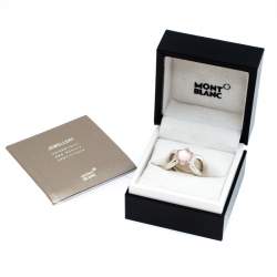 Pre Owned Montblanc Cabochon de Montblanc Rose Quartz Silver Ring Size 52