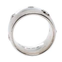 Pre Owned Montblanc Sterling Silver Embracing Star Wide Band Ring Size EU 54
