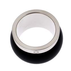 Pre Owned Montblanc Les Aimants by Charlotte Casiraghi Black Sterling Silver Ring Size EU 52