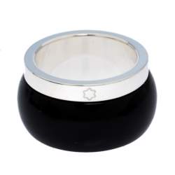 Pre Owned Montblanc Les Aimants by Charlotte Casiraghi Black Sterling Silver Ring Size EU 52