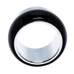 Pre Owned Montblanc Les Aimants by Charlotte Casiraghi Black Sterling Silver Ring Size EU 52