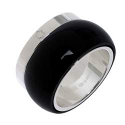 Pre Owned Montblanc Les Aimants by Charlotte Casiraghi Black Sterling Silver Ring Size EU 52