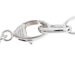 Pre Owned Montblanc Star Mother of Pearl Silver Chain Link Charm Bracelet