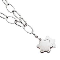 Pre Owned Montblanc Star Mother of Pearl Silver Chain Link Necklace