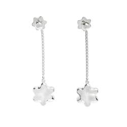 Pre Owned Montblanc Star Mother of Pearl Silver Dangle Earrings