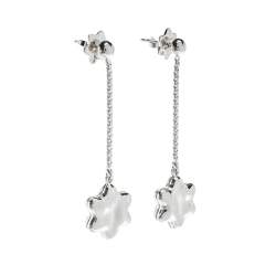 Pre Owned Montblanc Star Mother of Pearl Silver Dangle Earrings