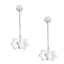 Pre Owned Montblanc Star Mother of Pearl Silver Dangle Earrings