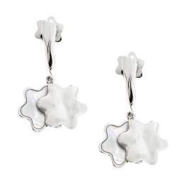 Pre Owned Montblanc Star Mother of Pearl Silver Drop Earrings