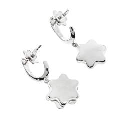 Pre Owned Montblanc Star Mother of Pearl Silver Drop Earrings