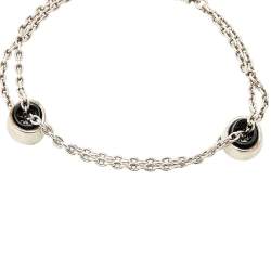 Pre Owned Montblanc Profile Collection Black Ceramic Silver Wish Bracelet