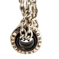 Pre Owned Montblanc Profile Collection Black Ceramic Silver Wish Bracelet