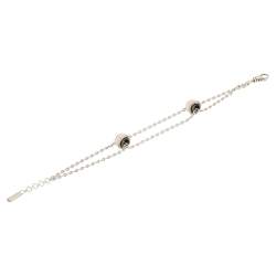 Pre Owned Montblanc Profile Collection Black Ceramic Silver Wish Bracelet