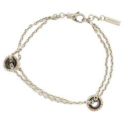 Pre Owned Montblanc Profile Collection Black Ceramic Silver Wish Bracelet