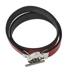 Montblanc Bicolor Leather Stainless Steel Reversible Toggle Bracelet 55