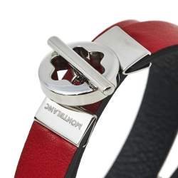 Montblanc Bicolor Leather Stainless Steel Reversible Toggle Bracelet 55