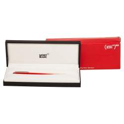 Pre Owned Montblanc M Red Resin Platinum Finish Ballpoint pen