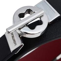Montblanc Bicolor Leather Steel Snowcap Reversible Toggle Bracelet 58