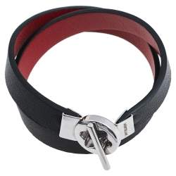 Montblanc Bicolor Leather Steel Snowcap Reversible Toggle Bracelet 58