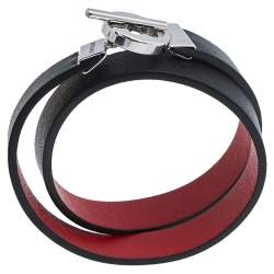 Montblanc Bicolor Leather Steel Snowcap Reversible Toggle Bracelet 58