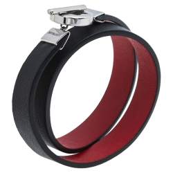 Montblanc Bicolor Leather Steel Snowcap Reversible Toggle Bracelet 58