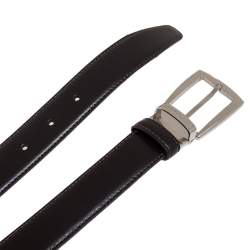 Pre Owned Mont Blanc Dark Brown Leather Contemporary Line Medium Cut to Size Belt