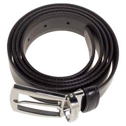 Pre Owned Mont Blanc Dark Brown Leather Contemporary Line Medium Cut to Size Belt